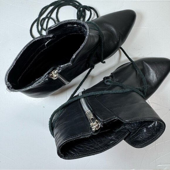 Cartel Leather Western Ankle Boots Women 8 Black Booties Capsule Boho Chic Fall - Picture 8 of 11